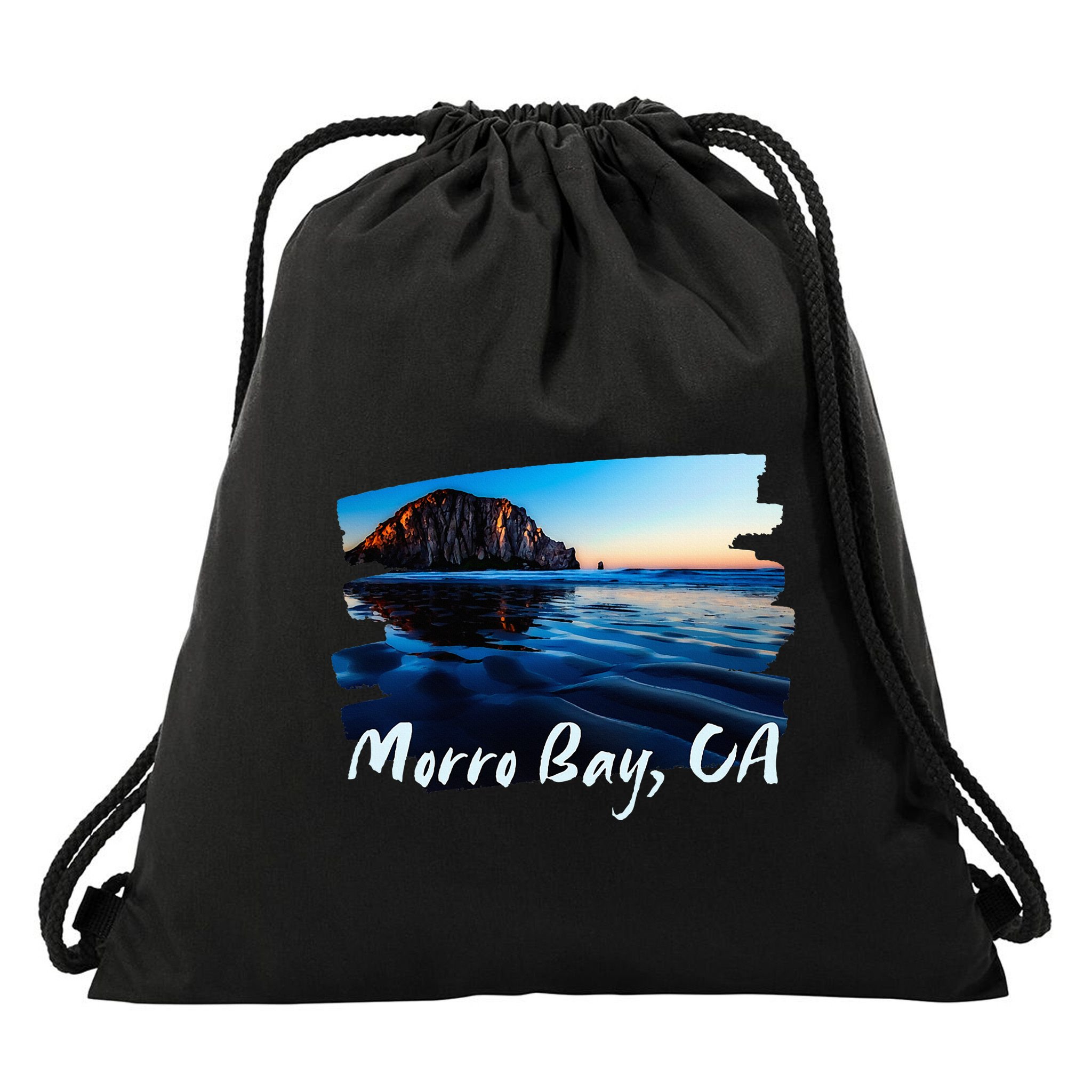 Morro Bay Ca Morro Rock California Drawstring Bag