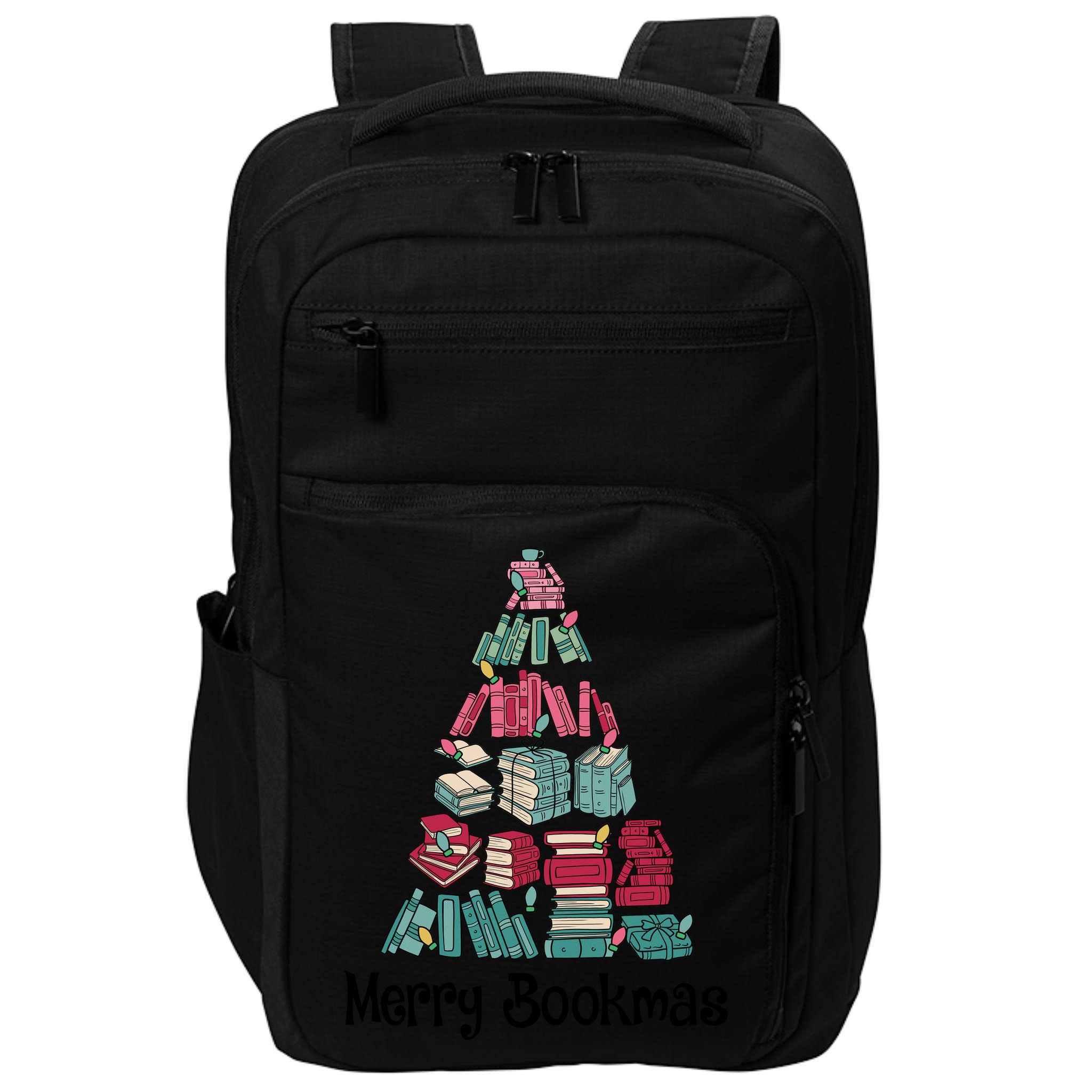 Merry Bookmas Christmas Tree Book Reading Books Gift Impact Tech Backpack