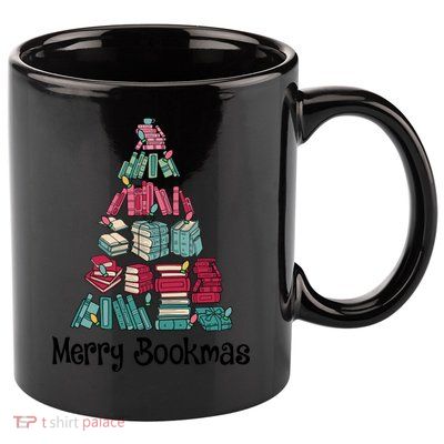 Merry Bookmas Christmas Tree Book Reading Books Gift 11oz C Handle Ceramic Mug