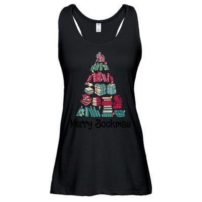 Merry Bookmas Christmas Tree Book Reading Books Gift Ladies Essential Flowy Tank