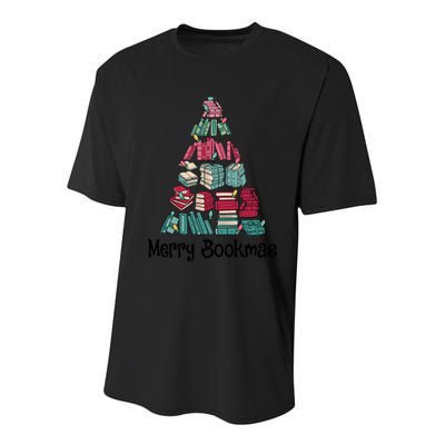 Merry Bookmas Christmas Tree Book Reading Books Gift Youth Performance Sprint T-Shirt
