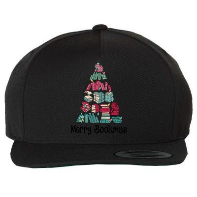 Merry Bookmas Christmas Tree Book Reading Books Gift Wool Snapback Cap