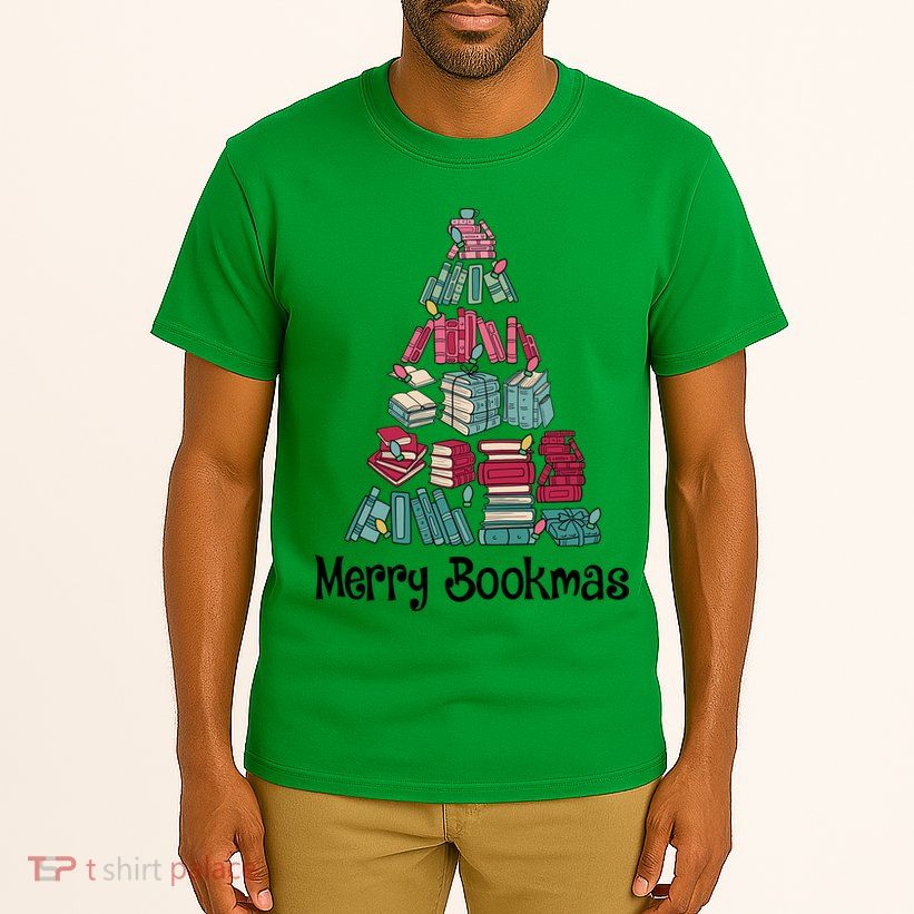 Merry Bookmas Christmas Tree Book Reading Books Gift Tall T-Shirt