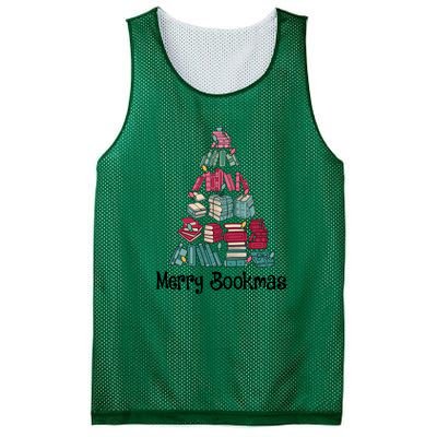 Merry Bookmas Christmas Tree Book Reading Books Gift Mesh Reversible Basketball Jersey Tank