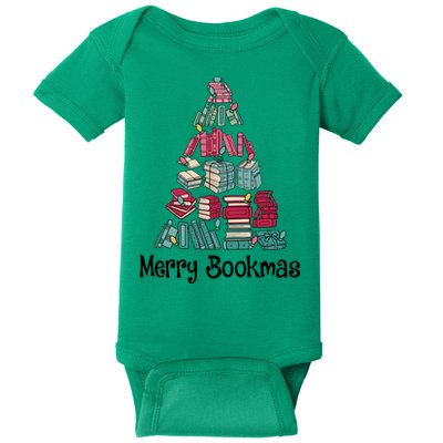 Merry Bookmas Christmas Tree Book Reading Books Gift Baby Bodysuit