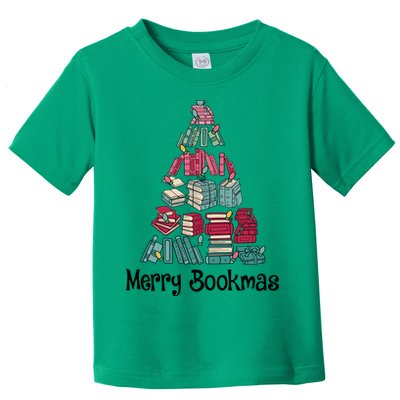Merry Bookmas Christmas Tree Book Reading Books Gift Toddler T-Shirt
