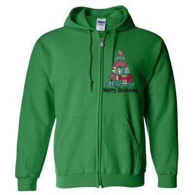 Merry Bookmas Christmas Tree Book Reading Books Gift Full Zip Hoodie