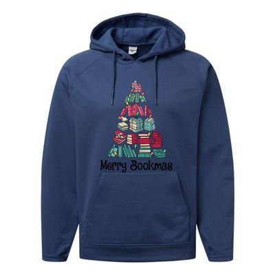 Merry Bookmas Christmas Tree Book Reading Books Gift Performance Fleece Hoodie