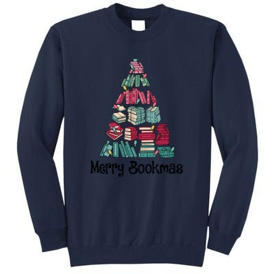 Merry Bookmas Christmas Tree Book Reading Books Gift Tall Sweatshirt