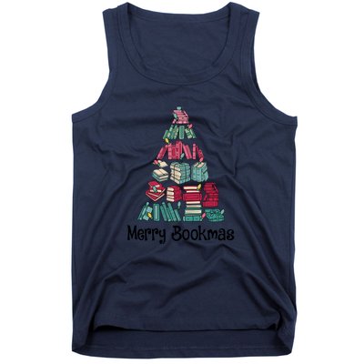 Merry Bookmas Christmas Tree Book Reading Books Gift Tank Top