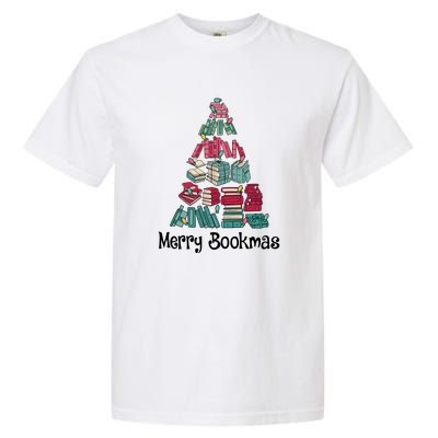 Merry Bookmas Christmas Tree Book Reading Books Gift Garment-Dyed Heavyweight T-Shirt