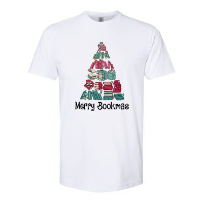 Merry Bookmas Christmas Tree Book Reading Books Gift Softstyle CVC T-Shirt