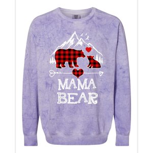 Mama Bear Christmas Pajama Red Plaid Buffalo Family Cool Gift Colorblast Crewneck Sweatshirt