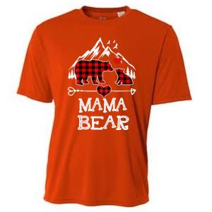 Mama Bear Christmas Pajama Red Plaid Buffalo Family Cool Gift Cooling Performance Crew T-Shirt