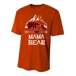 Mama Bear Christmas Pajama Red Plaid Buffalo Family Cool Gift Performance Sprint T-Shirt