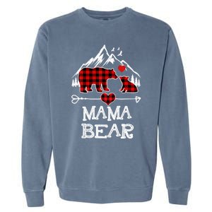 Mama Bear Christmas Pajama Red Plaid Buffalo Family Cool Gift Garment-Dyed Sweatshirt