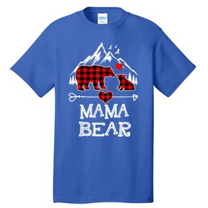 Mama Bear Christmas Pajama Red Plaid Buffalo Family Cool Gift Tall T-Shirt