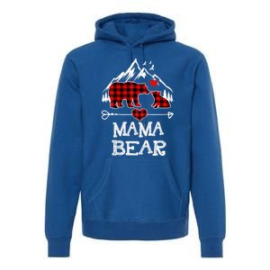 Mama Bear Christmas Pajama Red Plaid Buffalo Family Cool Gift Premium Hoodie