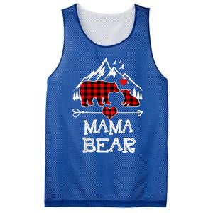 Mama Bear Christmas Pajama Red Plaid Buffalo Family Cool Gift Mesh Reversible Basketball Jersey Tank