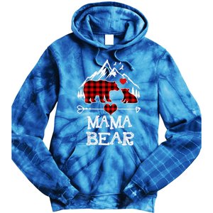 Mama Bear Christmas Pajama Red Plaid Buffalo Family Cool Gift Tie Dye Hoodie