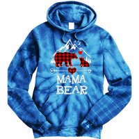 Mama Bear Christmas Pajama Red Plaid Buffalo Family Cool Gift Tie Dye Hoodie