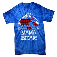 Mama Bear Christmas Pajama Red Plaid Buffalo Family Cool Gift Tie-Dye T-Shirt