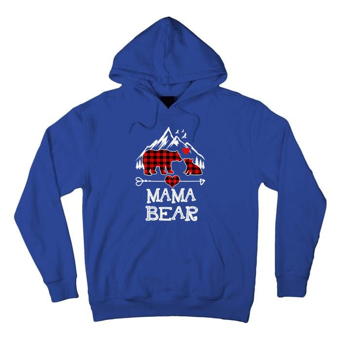 Mama Bear Christmas Pajama Red Plaid Buffalo Family Cool Gift Tall Hoodie