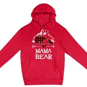 Mama Bear Christmas Pajama Red Plaid Buffalo Family Cool Gift Premium Pullover Hoodie