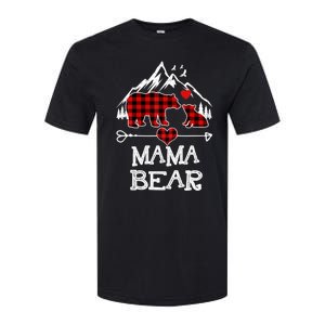 Mama Bear Christmas Pajama Red Plaid Buffalo Family Cool Gift Softstyle CVC T-Shirt