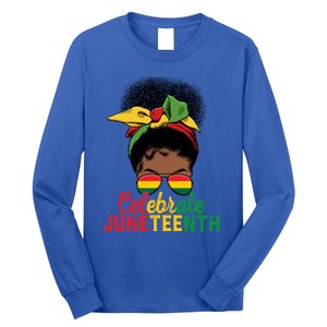 Messy Bun Celebrate Juneteenth Black Freedom Melanin Funny Gift Long Sleeve Shirt