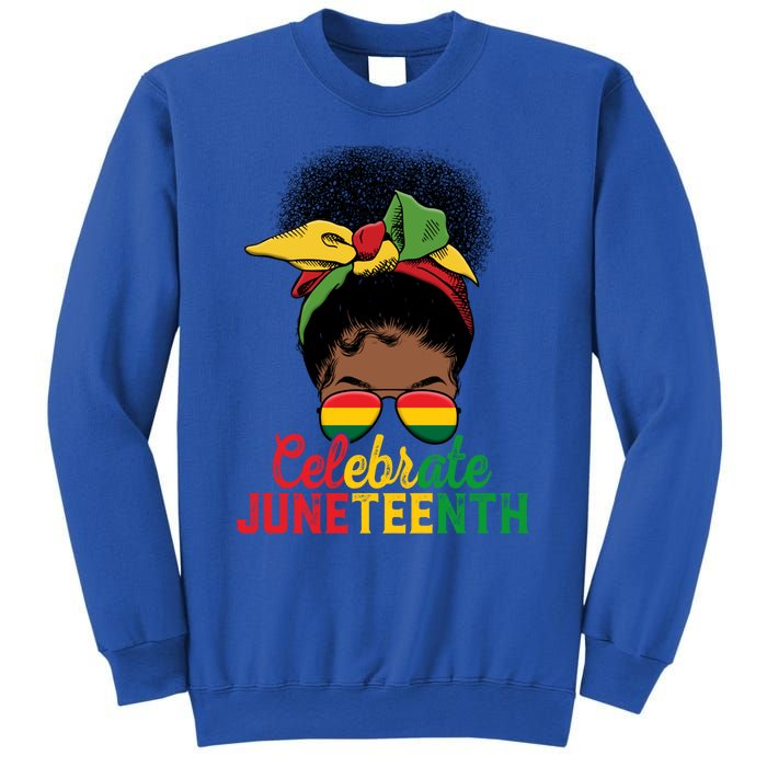 Messy Bun Celebrate Juneteenth Black Freedom Melanin Funny Gift Sweatshirt