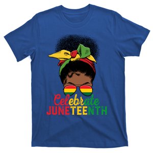 Messy Bun Celebrate Juneteenth Black Freedom Melanin Funny Gift T-Shirt