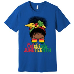 Messy Bun Celebrate Juneteenth Black Freedom Melanin Funny Gift Premium T-Shirt