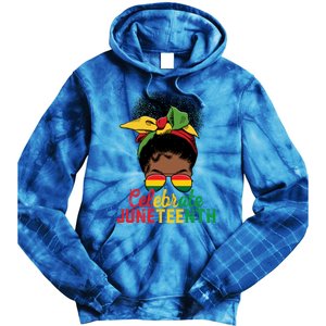 Messy Bun Celebrate Juneteenth Black Freedom Melanin Funny Gift Tie Dye Hoodie