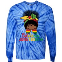 Messy Bun Celebrate Juneteenth Black Freedom Melanin Funny Gift Tie-Dye Long Sleeve Shirt