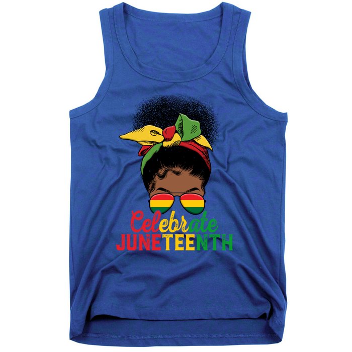 Messy Bun Celebrate Juneteenth Black Freedom Melanin Funny Gift Tank Top