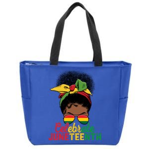 Messy Bun Celebrate Juneteenth Black Freedom Melanin Funny Gift Zip Tote Bag