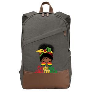 Messy Bun Celebrate Juneteenth Black Freedom Melanin Funny Gift Cotton Canvas Backpack