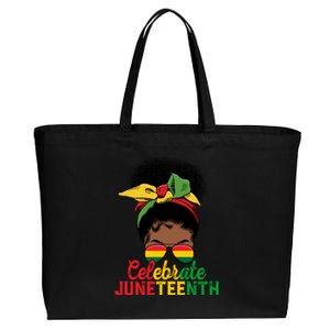 Messy Bun Celebrate Juneteenth Black Freedom Melanin Funny Gift Cotton Canvas Jumbo Tote