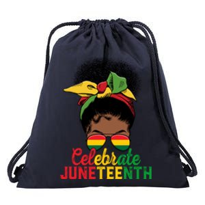 Messy Bun Celebrate Juneteenth Black Freedom Melanin Funny Gift Drawstring Bag