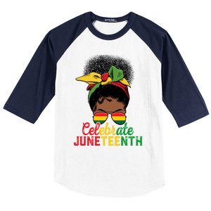 Messy Bun Celebrate Juneteenth Black Freedom Melanin Funny Gift Baseball Sleeve Shirt