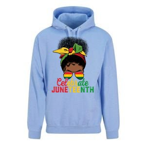 Messy Bun Celebrate Juneteenth Black Freedom Melanin Funny Gift Unisex Surf Hoodie