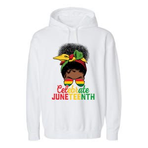 Messy Bun Celebrate Juneteenth Black Freedom Melanin Funny Gift Garment-Dyed Fleece Hoodie