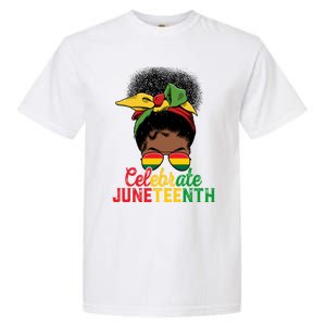 Messy Bun Celebrate Juneteenth Black Freedom Melanin Funny Gift Garment-Dyed Heavyweight T-Shirt