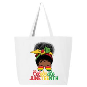 Messy Bun Celebrate Juneteenth Black Freedom Melanin Funny Gift 25L Jumbo Tote