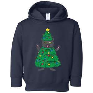 Meowy Black Cat Christmas Tree Funny Kitten Cat Owner Toddler Hoodie