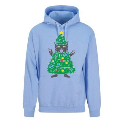 Meowy Black Cat Christmas Tree Funny Kitten Cat Owner Unisex Surf Hoodie