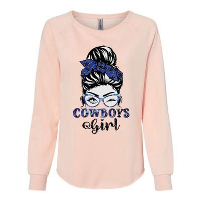 Messy Bun Cowboys Girl Sport Fan Womens California Wash Sweatshirt