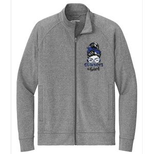 Messy Bun Cowboys Girl Sport Fan Stretch Full-Zip Cadet Jacket