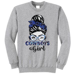 Messy Bun Cowboys Girl Sport Fan Tall Sweatshirt